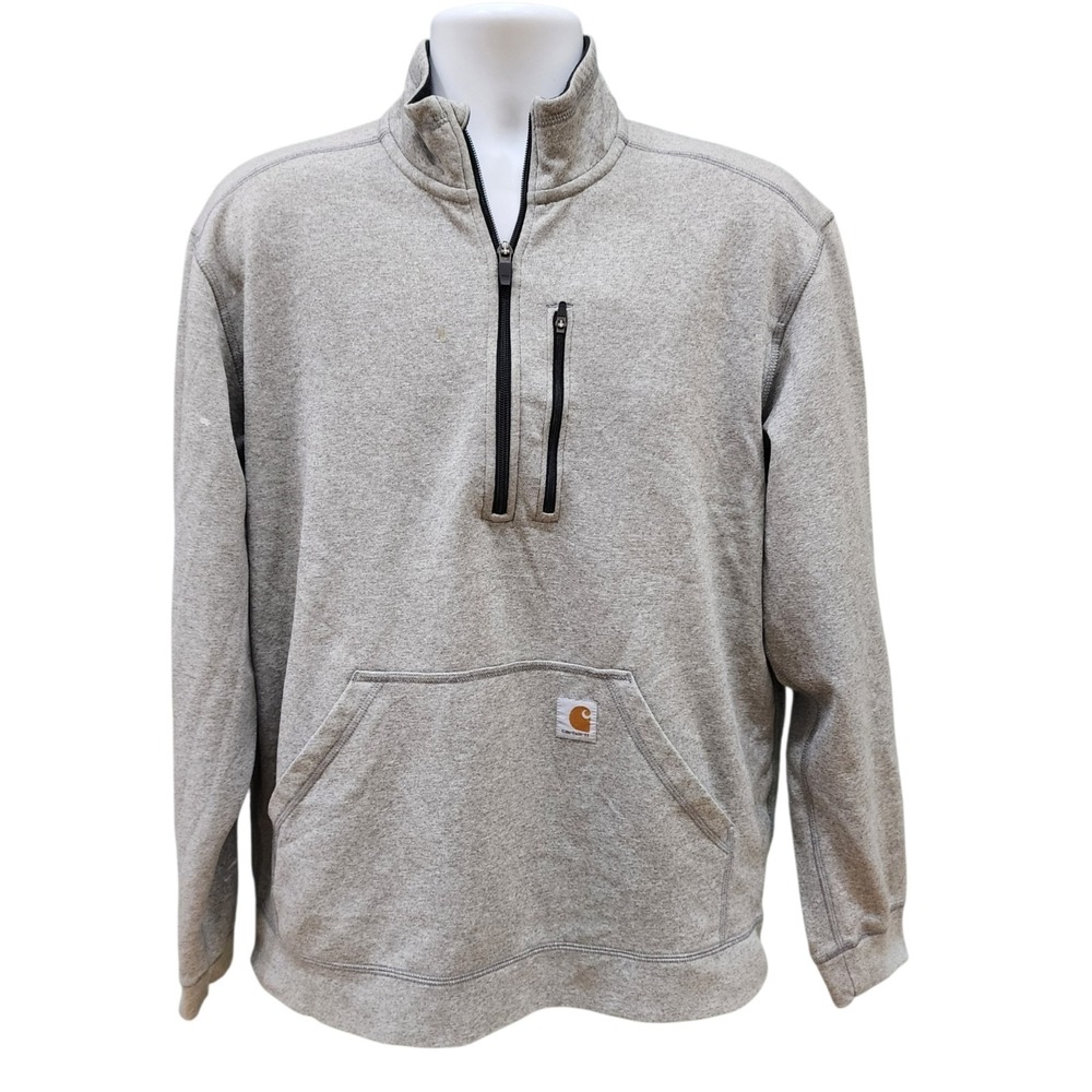 Carhartt Relaxed Fit 1/4 Zip Pullover Gray Large L Pocket Sweatshirt